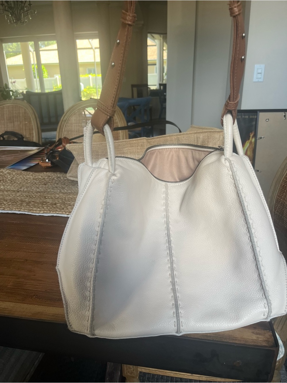 The Sak White Leather Shoulder Bag